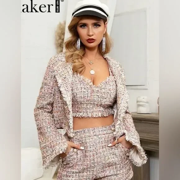 NWT Women's Glamaker Multicolor Tweed Jacket, size Med. - Picture 2 of 10